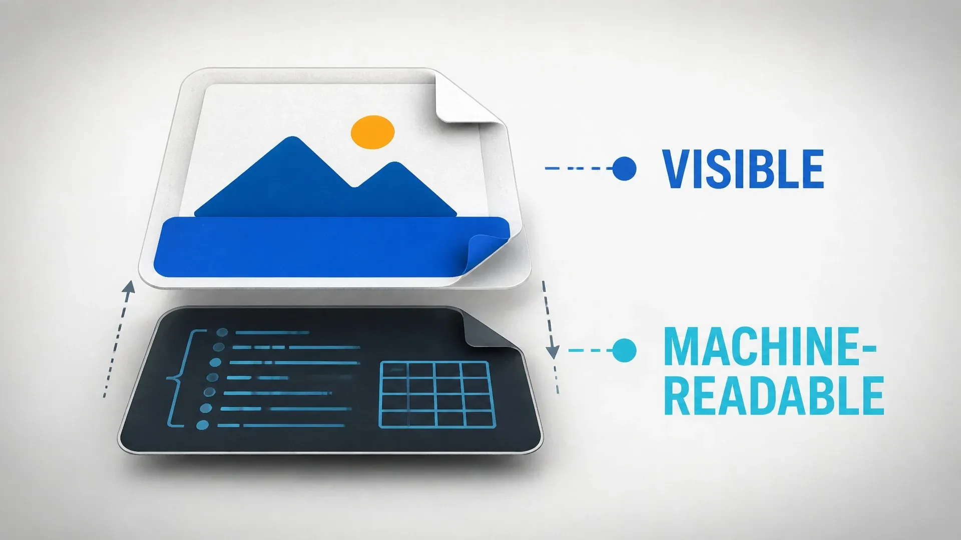 An image file split into a visible picture layer and a machine-readable information layer.