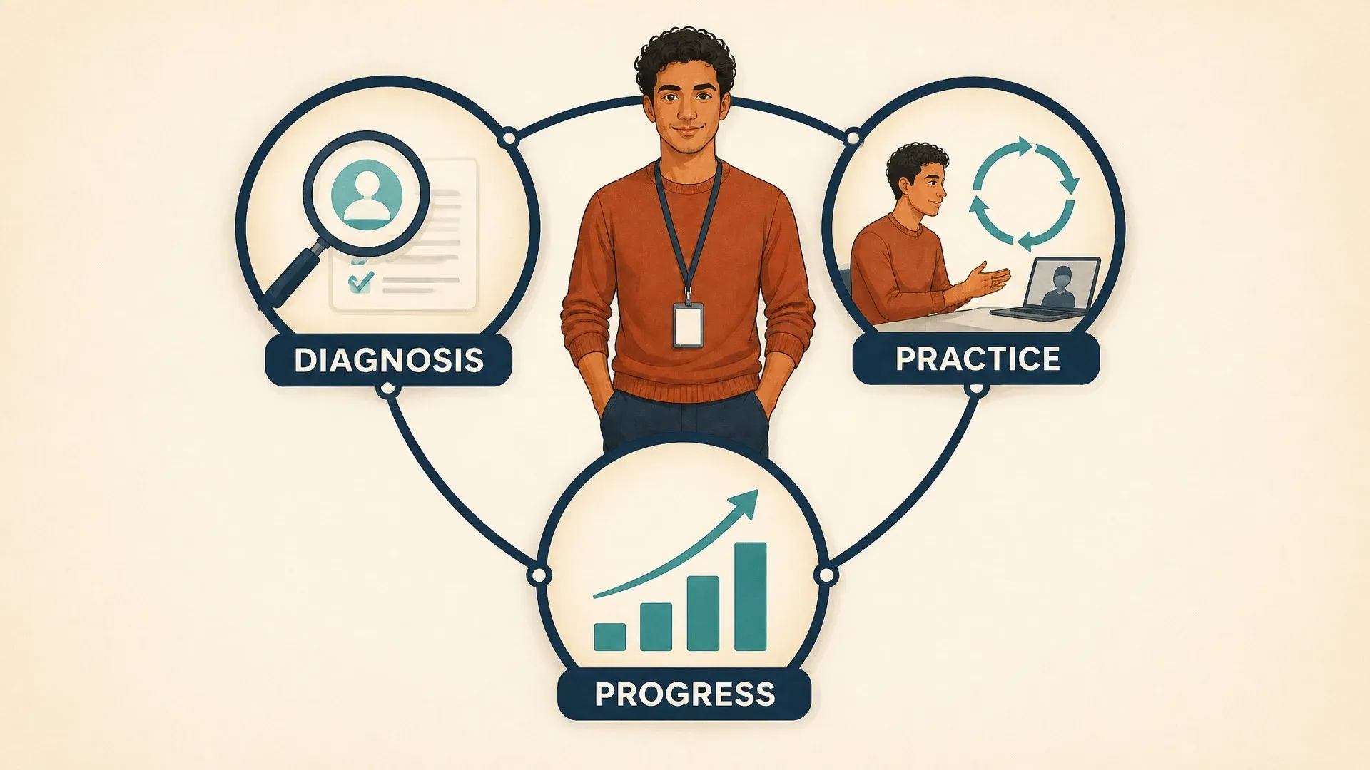 A person connecting accurate diagnosis and deliberate practice to visible progress in a work skill.