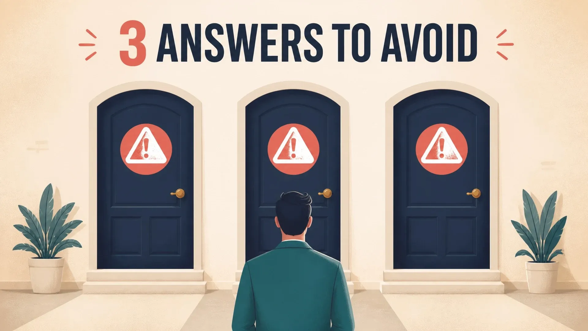 Three warning-marked doors representing fake strengths, job-critical weaknesses, and unmanaged problems.