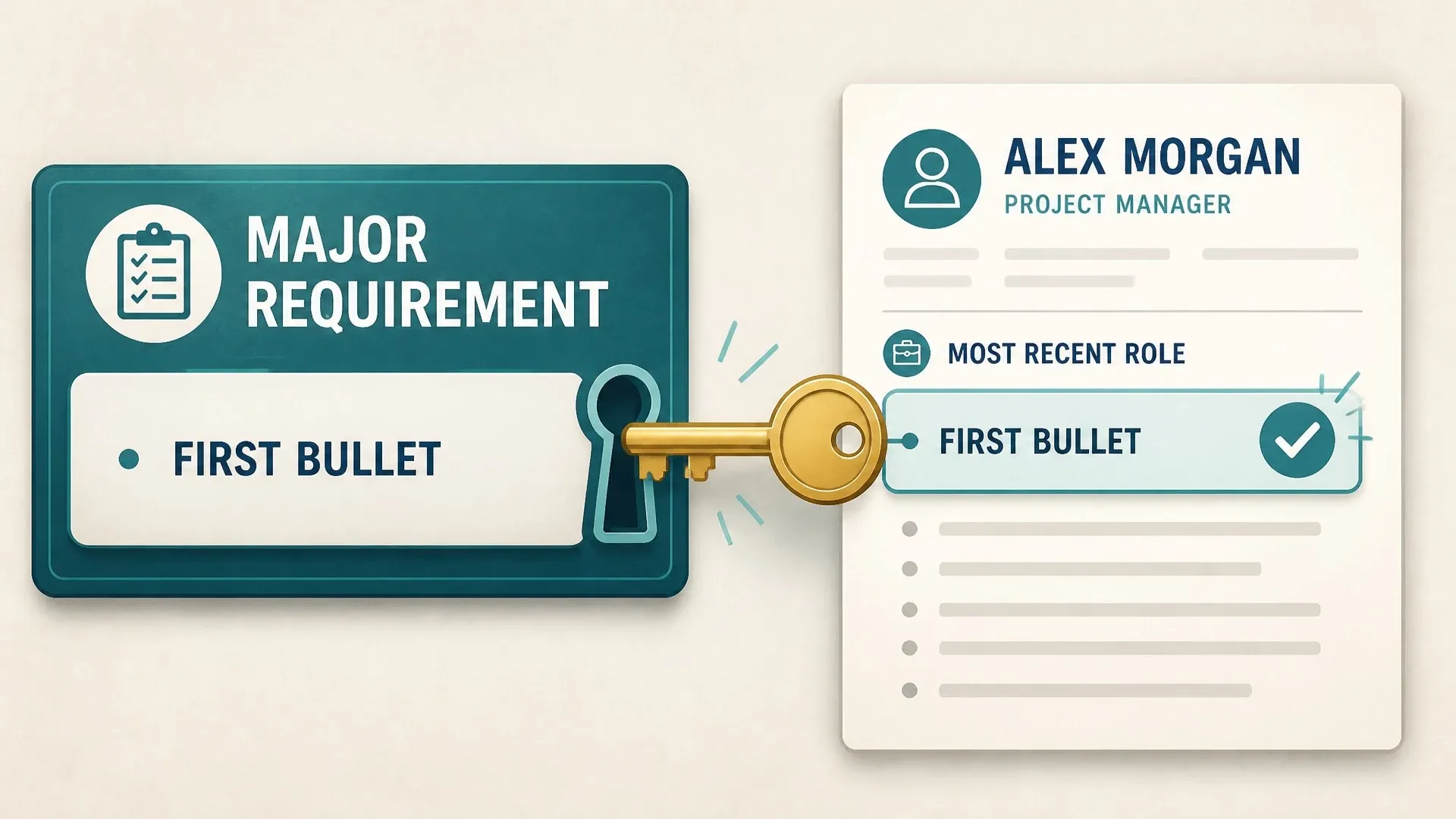 A resume whose first bullet unlocks a major job requirement for a project manager role.